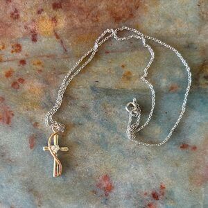 Silver cross with CZ stone